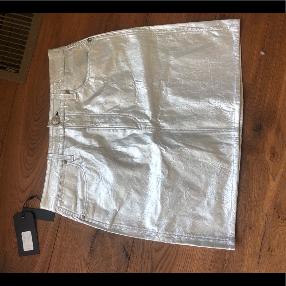 Rag and bone leather metallic skirt